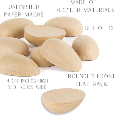 Pack of 12 Paper Mache Half Eggs by Factory Direct Craft - DIY Unfinished Blank Papier Mâché Split Easter Eggs Pre-Made Ready to Paint and Decorate (Size: 4-3/4 Inches H) in Saudi Arabia