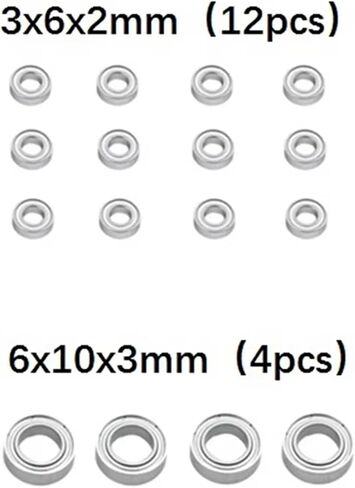 متوافق مع WPL C14 C24 B36 لـ MN D90 لـ MN-90 لـ MN99S RC CAR PRAPERSIONS Accessories 16PCS BEARING 3X6X2MM 6X10X3MM RC CAR Accessories in Saudi Arabia