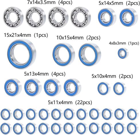 Compatible with Axial for SCX10 III AXI03007 1/10 RC Crawler Car Upgrade Parts 38Pcs Metal Wheel Hub Sealed Bearing Kit RC Car Accessories in Saudi Arabia