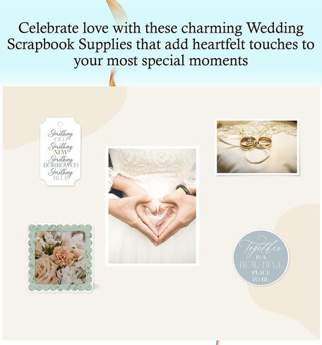 Wedding Scrapbook Supplies - Wedding Ephemera Pack with 34 Frames & Tags Die Cuts, Cute Chipboard Accents Sheet for Card Making, Invitations, DIY Craft - Total 2 Items in Saudi Arabia