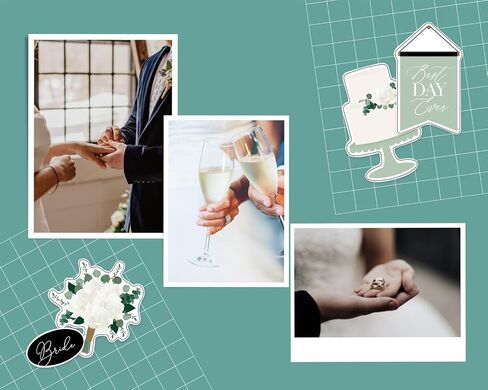 Wedding Scrapbook Supplies - Wedding Ephemera Pack with 34 Frames & Tags Die Cuts, Cute Chipboard Accents Sheet for Card Making, Invitations, DIY Craft - Total 2 Items in Saudi Arabia