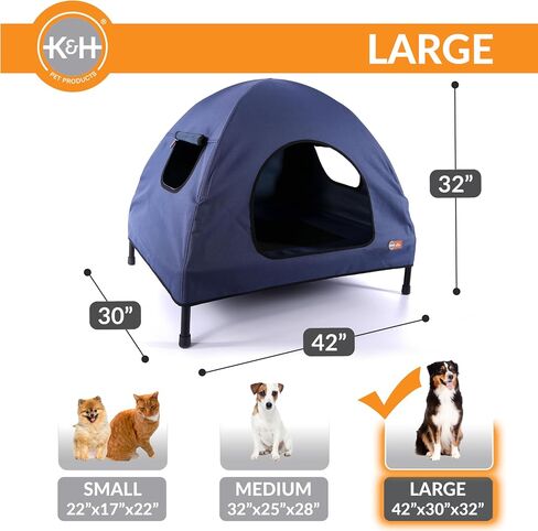 K&H Elevated Dog Bed, Outdoor Pet Cot House for Large Pets - 42x30in Blue in Saudi Arabia