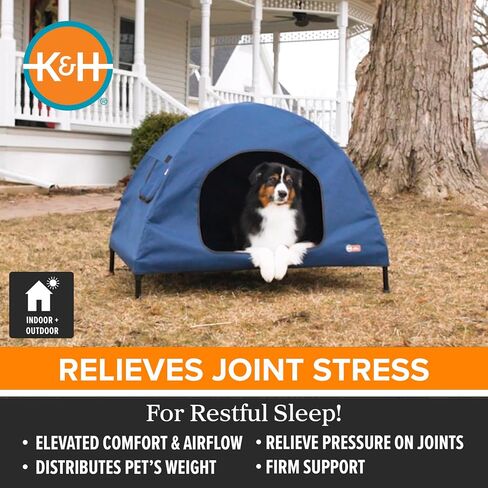 K&H Elevated Dog Bed, Outdoor Pet Cot House for Large Pets - 42x30in Blue in Saudi Arabia