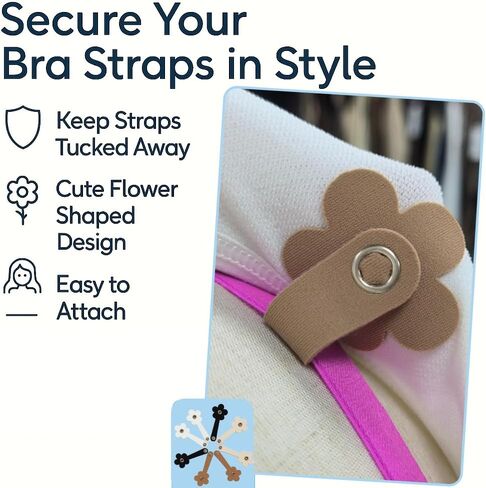 Bra Strap Holders for Slipping, Bra Clips to Hide Straps, Adjustable Bra Strap Clip Holder Set – 2/6/8 Pack for Bras and Tops – Black, Beige, White in Saudi Arabia