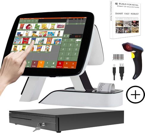 (Ship from USA) Cash Register with Built-in Thermal Printer Point of Sale System Touch Screen Retailer POS Software SET04 in Saudi Arabia
