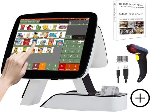 (Ship from USA) Cash Register with Built-in Thermal Printer Point of Sale System Touch Screen Retailer POS Software SET04 in Saudi Arabia