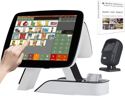 (Ship from USA) Cash Register with Built-in Thermal Printer Point of Sale System Touch Screen Retailer POS Software SET04 in Saudi Arabia