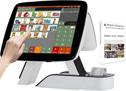 (Ship from USA) Cash Register with Built-in Thermal Printer Point of Sale System Touch Screen Retailer POS Software SET04 in Saudi Arabia