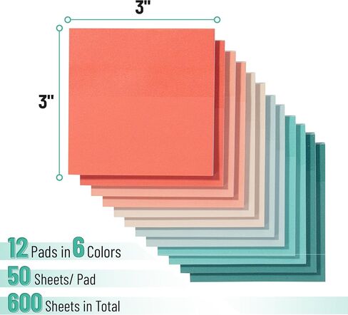 Mr. Pen- Sticky Notes, 3"x3", 12 Pads, 600 Sheets, New Vintage Color Sticky Notes 3x3 in Saudi Arabia