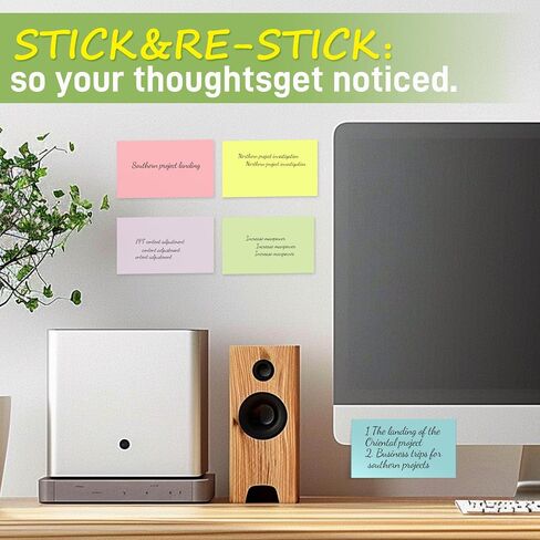 480 Sheets 3 in x 5 in Large Sticky Notes, 76 x 127 mm 6 Pads Assorted Self-Stick Pads for Notebook,Office,School and Home,80 Sheets/Pad (6 Pads Brillant) in Saudi Arabia