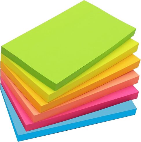 480 Sheets 3 in x 5 in Large Sticky Notes, 76 x 127 mm 6 Pads Assorted Self-Stick Pads for Notebook,Office,School and Home,80 Sheets/Pad (6 Pads Brillant) in Saudi Arabia