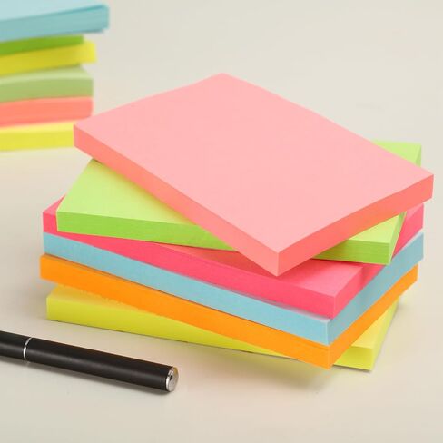 480 Sheets 3 in x 5 in Large Sticky Notes, 76 x 127 mm 6 Pads Assorted Self-Stick Pads for Notebook,Office,School and Home,80 Sheets/Pad (6 Pads Brillant) in Saudi Arabia