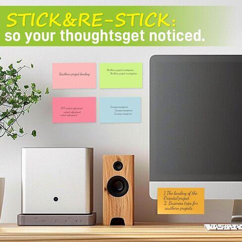 480 Sheets 3 in x 5 in Large Sticky Notes, 76 x 127 mm 6 Pads Assorted Self-Stick Pads for Notebook,Office,School and Home,80 Sheets/Pad (6 Pads Brillant) in Saudi Arabia