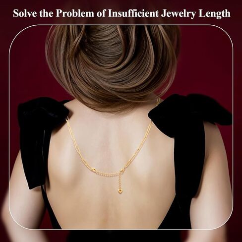 6 Pcs 18K Gold Plated Necklace Extender for Women, 2" Chains Extenders for Necklace, Gold Necklace Bracelet Extender with Charm for Jewelry in Kuwait