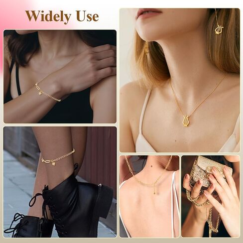 6 Pcs 18K Gold Plated Necklace Extender for Women, 2" Chains Extenders for Necklace, Gold Necklace Bracelet Extender with Charm for Jewelry in Kuwait