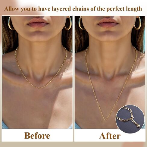 6 Pcs 18K Gold Plated Necklace Extender for Women, 2" Chains Extenders for Necklace, Gold Necklace Bracelet Extender with Charm for Jewelry in Kuwait