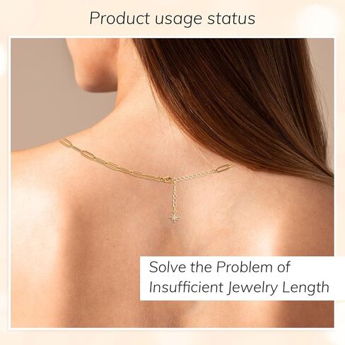 6 Pcs 18K Gold Plated Necklace Extender for Women, 2" Chains Extenders for Necklace, Gold Necklace Bracelet Extender with Charm for Jewelry in Kuwait