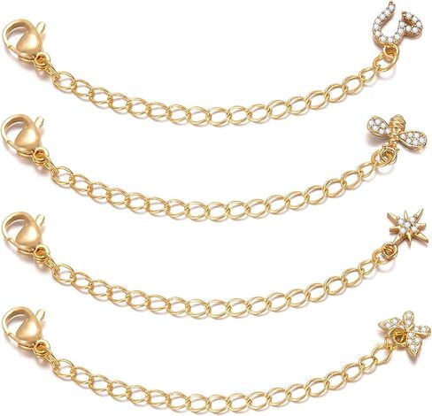 6 Pcs 18K Gold Plated Necklace Extender for Women, 2" Chains Extenders for Necklace, Gold Necklace Bracelet Extender with Charm for Jewelry in Kuwait