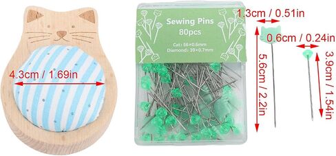 haofy 40 pcs cat truced دبابيس دبوس مستقيمة مجموعة وسادة الدبوس ، والخياطة خياطة اللحف الإبرة مع حب الرأس الملون والطيور ، ودبابيس تحديد المواقع الحرف المدمجة لصياغة الصياغة in Kuwait