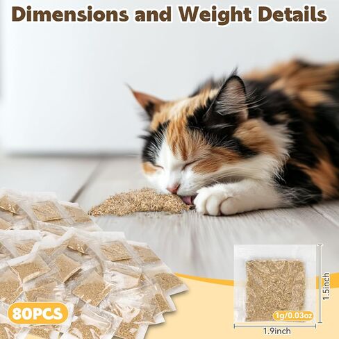 80pcs catnip - cat nip for cats catnip المجفف الطبيعي يعالج قمة القطط مثالية للألعاب ، والمكافآت التدريبية ، وتخفيف الإجهاد ، وحزمة أكياس محصودة حديثًا ، 2.8 أوقية in Saudi Arabia