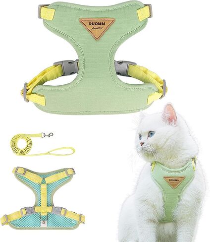 Escape-Proof Cat Harness and Leash Set - Adjustable and Comfortable - Ideal for Walking Cat Outdoors - Fits Kittens, Medium, and Large Cats (Green, S) in Kuwait