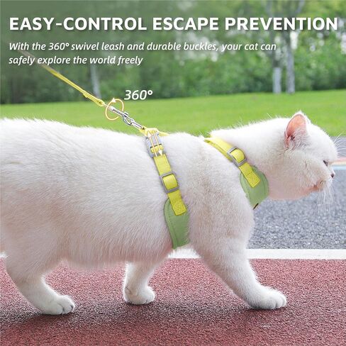 Escape-Proof Cat Harness and Leash Set - Adjustable and Comfortable - Ideal for Walking Cat Outdoors - Fits Kittens, Medium, and Large Cats (Green, S) in Kuwait