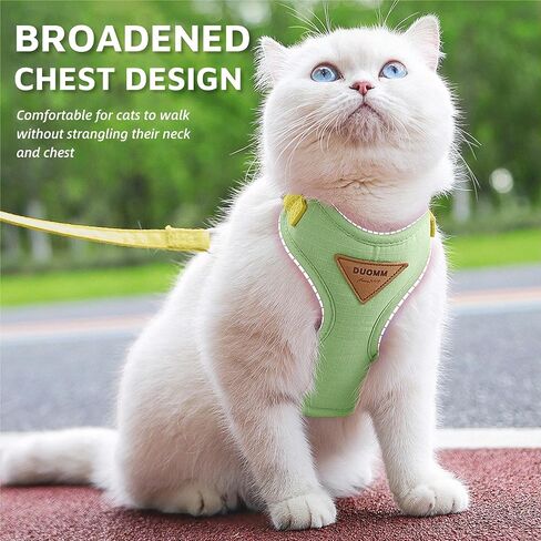 Escape-Proof Cat Harness and Leash Set - Adjustable and Comfortable - Ideal for Walking Cat Outdoors - Fits Kittens, Medium, and Large Cats (Green, S) in Kuwait