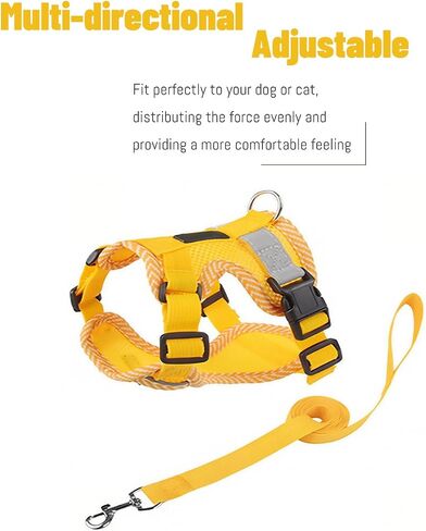 تسخير القطط و Hears Escape Proof Tharness for Histten Puppy Clemable Cats Dog Easy Walk Seatbelt صغير ، أصفر in Kuwait