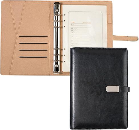 A5 Binder Organizer - مخطط أعمال للجنسين - Pu Leather Journal -6 Ring Binder Diollable Diary Notepads ، أجندة منظم السفر للرجال (Beign) in Kuwait