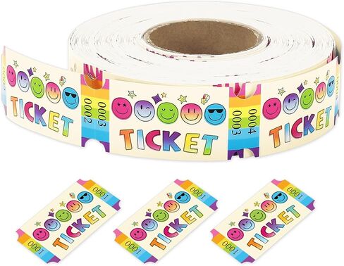 1000PCS Smile Raffle Roll Roll Single Colorful Party Ticket 2 "× 1" لجائزة فئة الأحداث في كرنفال مكافأة لجمع التبرعات ، 1 لفة in Kuwait