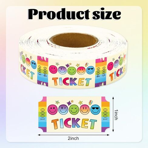 1000PCS Smile Raffle Roll Roll Single Colorful Party Ticket 2 "× 1" لجائزة فئة الأحداث في كرنفال مكافأة لجمع التبرعات ، 1 لفة in Kuwait