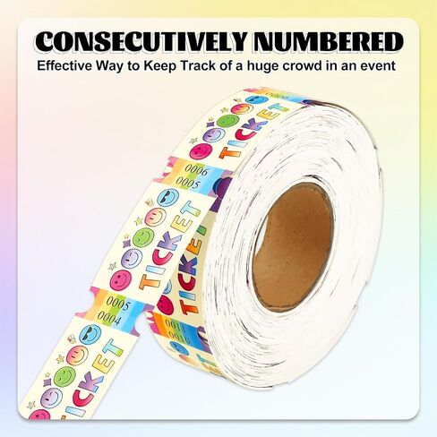 1000PCS Smile Raffle Roll Roll Single Colorful Party Ticket 2 "× 1" لجائزة فئة الأحداث في كرنفال مكافأة لجمع التبرعات ، 1 لفة in Kuwait