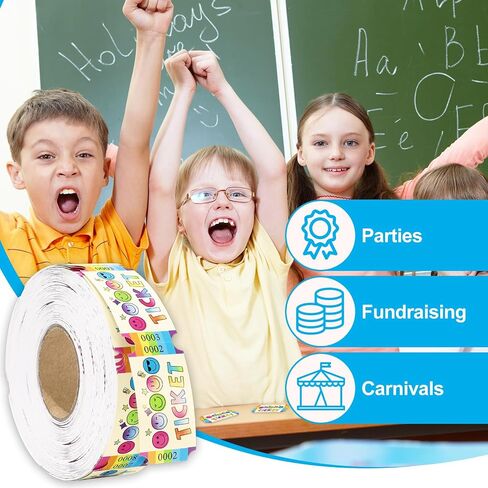 1000PCS Smile Raffle Roll Roll Single Colorful Party Ticket 2 "× 1" لجائزة فئة الأحداث في كرنفال مكافأة لجمع التبرعات ، 1 لفة in Kuwait