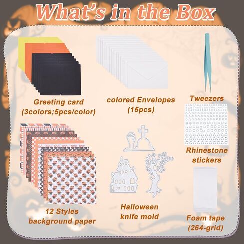 FreeBloss 15 Set DIY Card Making Kit للبالغين في Halloween Making Card Kits مجموعة بطاقات المعايدة المصنوعة يدويًا لعيد ميلاد تهنئة الحفلات الهالوين ، مستلزمات Scrapbooking in Kuwait