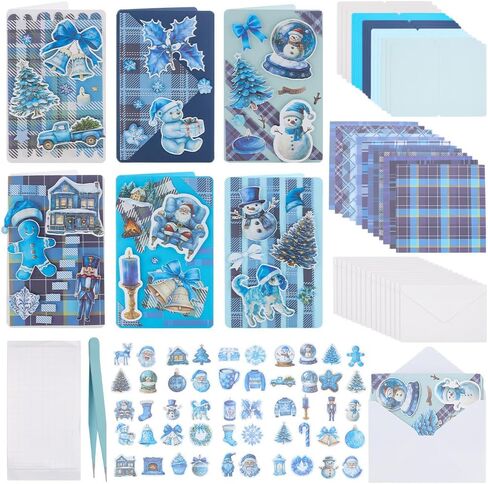 FreeBloss 15 Set DIY Card Making Kit للبالغين Winters Making Card Kit Diy Thandmade Transing Kit Perfect Perfect لبطاقات هدايا عيد الميلاد لتهنئة حفل زفاف عيد الميلاد in Kuwait