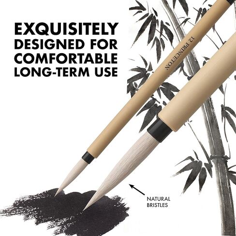 Princeton Artist Brush Co. Bamboo Series 2150 - Bamboo Painting Brush - Short Handle Round Brush Size 10 - Natural Hair Calligraphy Brush for Watercolor and Ink - Single Ink Brush for Sumi Painting in Saudi Arabia