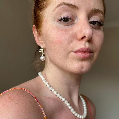 Silver Pearl Drop Earrings, Silver Dangle Earrings for Women 5mm Pearl Long Earrings Boho White Bridal Earrings Silver Statement Earrings for Prom Wedding Jewelry Birthday Gift in Kuwait