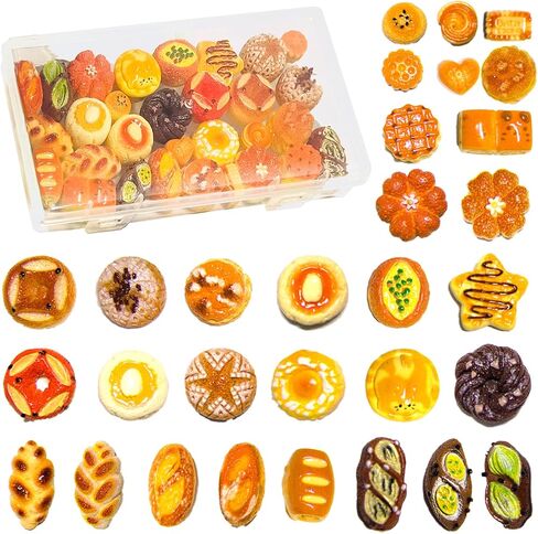Resin Junk Case Charms: Flatback Mini Food Bread Charms Cute Slime Decorations for Phone Junk Cases, DIY Crafts Making, Ornament, Scrapbooking, Embellishments, Clip- 30pcs in Saudi Arabia