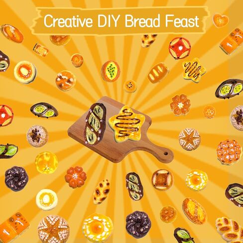 Resin Junk Case Charms: Flatback Mini Food Bread Charms Cute Slime Decorations for Phone Junk Cases, DIY Crafts Making, Ornament, Scrapbooking, Embellishments, Clip- 30pcs in Saudi Arabia