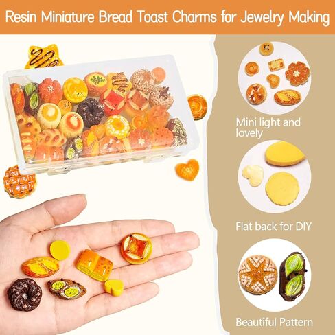 Resin Junk Case Charms: Flatback Mini Food Bread Charms Cute Slime Decorations for Phone Junk Cases, DIY Crafts Making, Ornament, Scrapbooking, Embellishments, Clip- 30pcs in Saudi Arabia