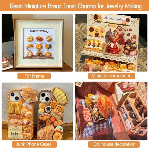 Resin Junk Case Charms: Flatback Mini Food Bread Charms Cute Slime Decorations for Phone Junk Cases, DIY Crafts Making, Ornament, Scrapbooking, Embellishments, Clip- 30pcs in Saudi Arabia