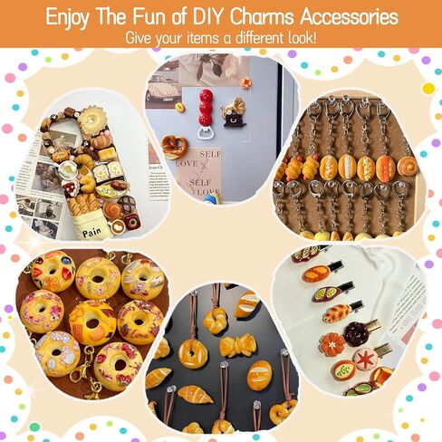 Resin Junk Case Charms: Flatback Mini Food Bread Charms Cute Slime Decorations for Phone Junk Cases, DIY Crafts Making, Ornament, Scrapbooking, Embellishments, Clip- 30pcs in Saudi Arabia