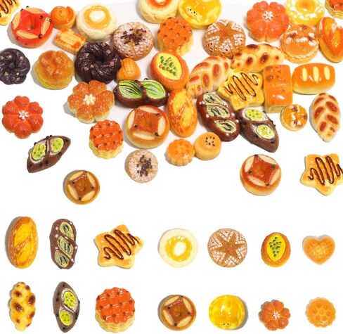 Resin Junk Case Charms: Flatback Mini Food Bread Charms Cute Slime Decorations for Phone Junk Cases, DIY Crafts Making, Ornament, Scrapbooking, Embellishments, Clip- 30pcs in Saudi Arabia