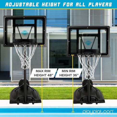 Play Play Play Pool Coolball Basket Bootball Above Games للعائلة - ارتفاع قابل للتعديل 3-4 أقدام ، ويشمل كرة سلة جلدية بو ومضخة الهواء - رائعة لسطح حمام السباحة in Saudi Arabia