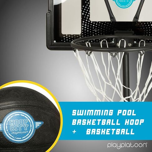 Play Play Play Pool Coolball Basket Bootball Above Games للعائلة - ارتفاع قابل للتعديل 3-4 أقدام ، ويشمل كرة سلة جلدية بو ومضخة الهواء - رائعة لسطح حمام السباحة in Saudi Arabia