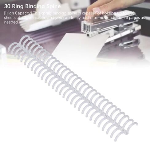 10pcs العمود الفقري الملزم بلاستيكي ، 19 مم / 0.75 بوصة ملزمة الربط 30 حلقة 150 ورقة لفائف الربط الافصح الذاتي لورق A4 B5 A5 (شفافة) in Saudi Arabia