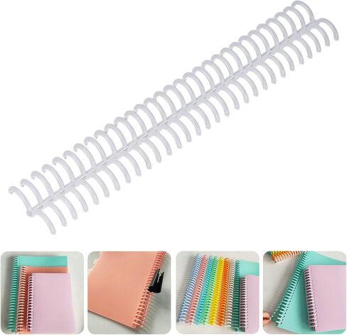10pcs العمود الفقري الملزم بلاستيكي ، 19 مم / 0.75 بوصة ملزمة الربط 30 حلقة 150 ورقة لفائف الربط الافصح الذاتي لورق A4 B5 A5 (شفافة) in Saudi Arabia