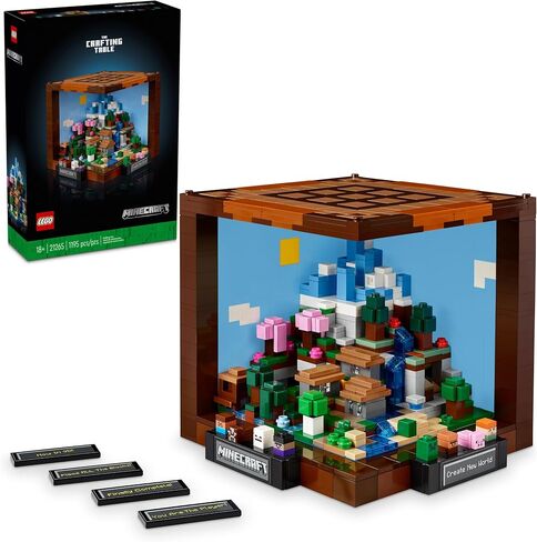 Lego Minecraft طاولة الصياغة ، بناء ألعاب الفيديو القابلة للتحصيل مع شخصيات Minecraft ، الغوغاء والحيويين ، نموذج الذكرى السنوية 15 سنة ، بناء وعرض هدية Minecraft للبالغين ، 21265 in Saudi Arabia