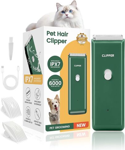Upgrade Home Professional Dog Grooming Kit Clipper for Matted&Long Hair, Cordless Pet Shaver Low Noise USB Rechargeable for Cats, Small&Medium Dogs, Handy Pet Hair Grooming Trimmer, Green in Saudi Arabia