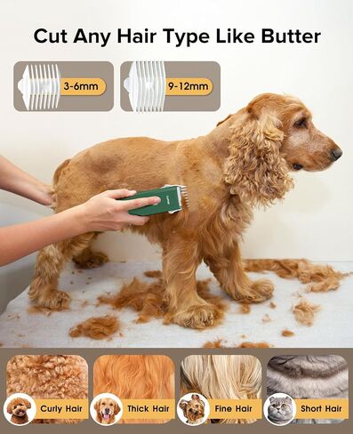 Upgrade Home Professional Dog Grooming Kit Clipper for Matted&Long Hair, Cordless Pet Shaver Low Noise USB Rechargeable for Cats, Small&Medium Dogs, Handy Pet Hair Grooming Trimmer, Green in Saudi Arabia